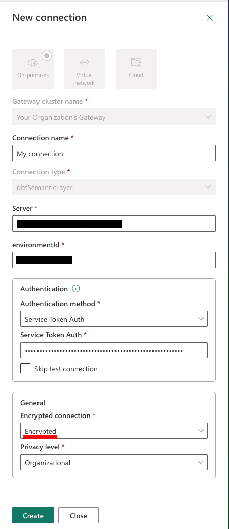 Set the connection as Encrypted Set the connection as Encrypted